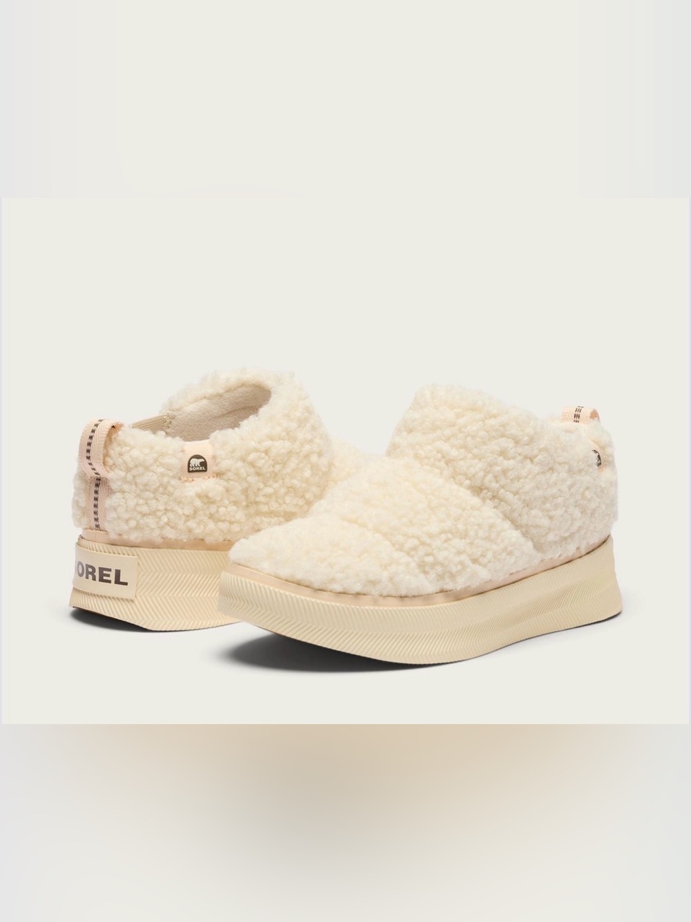 Sorel Women's Sherpa Slip-On Sneakers in Cream OUT N ABOUT™ IV Mini Puffy Boots